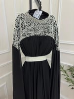 فستان سهره اسود بحزام ابيض