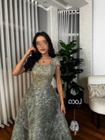 فستان سهره بتطريز لول وخرز لون تيفاني من لوكا فاشن