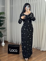 فستان اسود لولو وكرستال