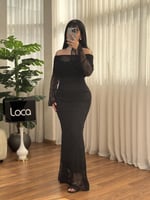 فستان دانتيل ماسك باكمام جذابه