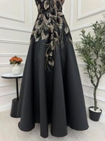 فستان سهره اسود بتطريز بيج