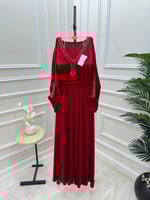 جلابية مخمل باللون الأحمر فضفاضه