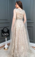 فستان سهره مطرز باكمام طويله من براند لوكا فاشن