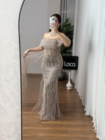 فستان سهره انيق بتطريز VIP وتصميم فخم من لوكا فاشن