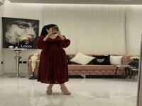 فستان ناعم ميدي لون برغندي من لوكا فاشن