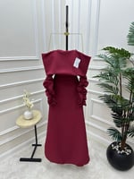 فستان عودي ناعم بأكمام مميزه