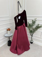 فستان مخمل عودي