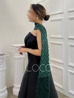 فستان انيق مميز بشال اخضر