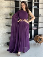 فستان ليلكي بكتف واحد