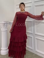 فستان عودي انيق بطبقات