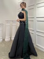 فستان انيق مميز بشال اخضر