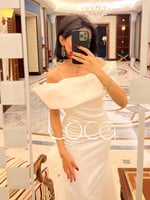 فستان ابيض انيق عاري الكتف