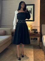 فستان ميدي مميز بكم بلون مختلف