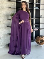 فستان ليلكي بكتف واحد