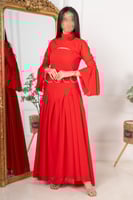فستان احمر ناعم تصميم انيق