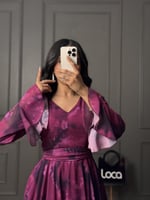 فستان ناعم طويل مشجر