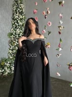 فستان سهره اسود مطرز يدويا