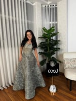 فستان سهره بتطريز لول وخرز لون تيفاني من لوكا فاشن