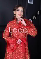 جلابية قطعتين باللون الأحمر