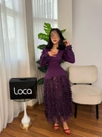 فستان سهره ناعم بتطريز فخم ولون ليلكي من لوكا فاشن