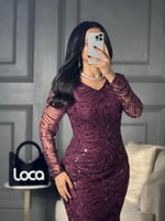 فستان سهره مطرز باكمام