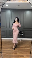 فستان سهره ميدي ناعم باللون الوردي من لوكا فاشن