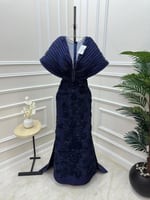 فستان سهره كحلي مطرز