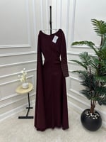 فستان سهره ناعم برغندي