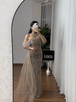 فستان سهره انيق بتطريز VIP وتصميم فخم من لوكا فاشن