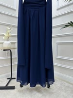 فستان ناعم كحلي مع شال