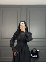 فستان قماش ناعم ولون اسود من لوكا فاشن