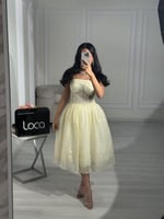 فستان سهره ناعم ليموني