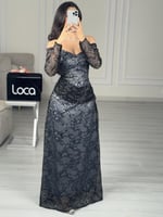 فستان سهره اسود بطانه رصاصي