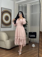 فستان ناعم وبنقوش مميزه باللون الوردي من لوكا فاشن