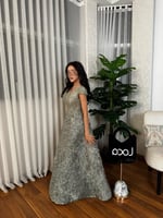 فستان سهره بتطريز لول وخرز لون تيفاني من لوكا فاشن