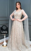 فستان سهره مطرز باكمام طويله من براند لوكا فاشن