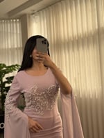 فستان راقي يتطريز لؤلؤي انيق