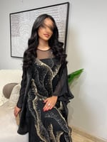 جلابية كويتية أنيقة باللون الأسود للتسوق عبر الإنت...