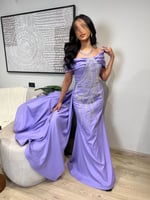 فستان سهرة موف راقي لامع وأنيق