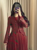 فستان ناعم احمر مع جاكيت