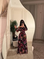 فستان ناعم طويل ماكسي بنقشة زهور أنيقة