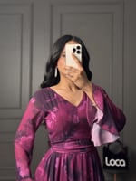 فستان ناعم طويل مشجر