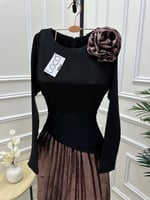 فستان ناعم باكمام مع كسرات