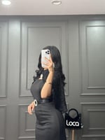 فستان قطعتين بلون اسود من لوكا فاشن