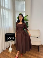 فستان ناعم باللون البني من لوكا فاشن