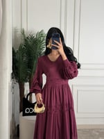 فستان ناعم بلون عودي