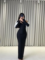 فستان ناعم اسود بورد انيق