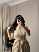 فستان ناعم بلون بيج