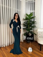 فستان سهره ماسك بلون تركوازي من لوكا فاشن