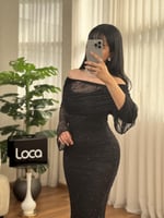 فستان دانتيل ماسك باكمام جذابه